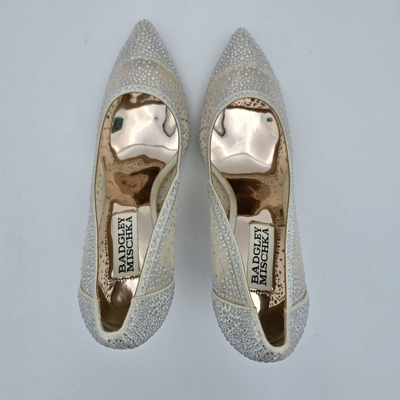 Badgley Mischka Weslee Mesh Crystal Adorned Princess Pumps, Women's Size 6 - Picture 9 of 16